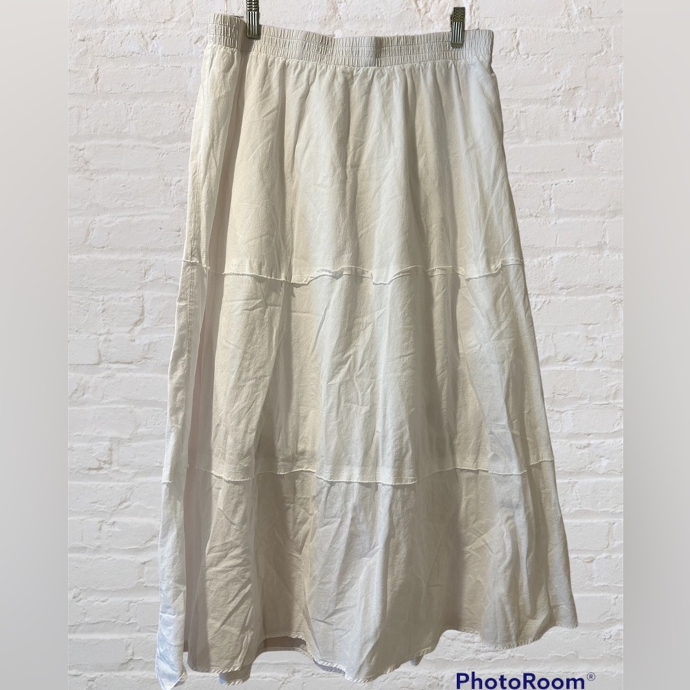 Christopher & Banks white lined midi skirt